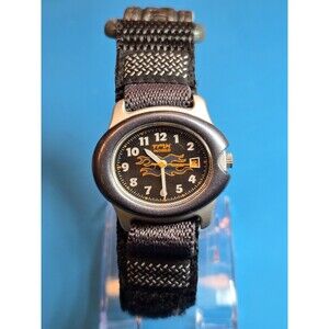 Rare Timex TMX Indiglo Women's/Childs' Watch Orange Flames Dial Black NEW BAT